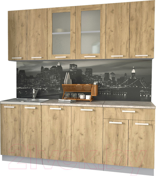 Изображение товара Кухонный гарнитур Интерлиния Мила 20-60 (дуб золотой/опал светлый)