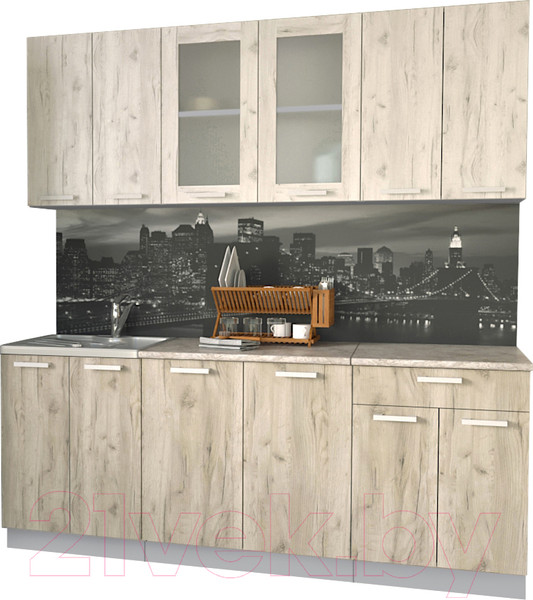 Изображение товара Кухонный гарнитур Интерлиния Мила 20-60 (дуб серый/дуб белый/опал светлый)