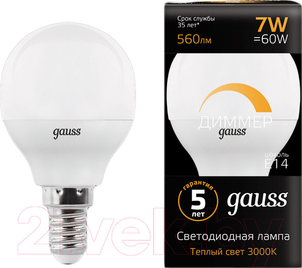 Изображение товара Лампа Gauss Globe E14 7W 3000K / 105101107-D