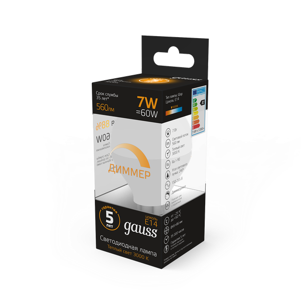 Изображение товара Лампа Gauss Globe E14 7W 3000K / 105101107-D