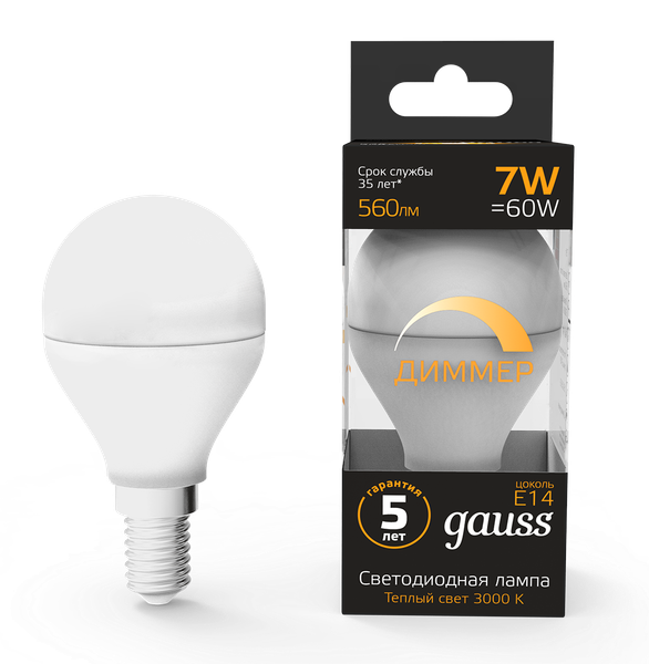 Изображение товара Лампа Gauss Globe E14 7W 3000K / 105101107-D