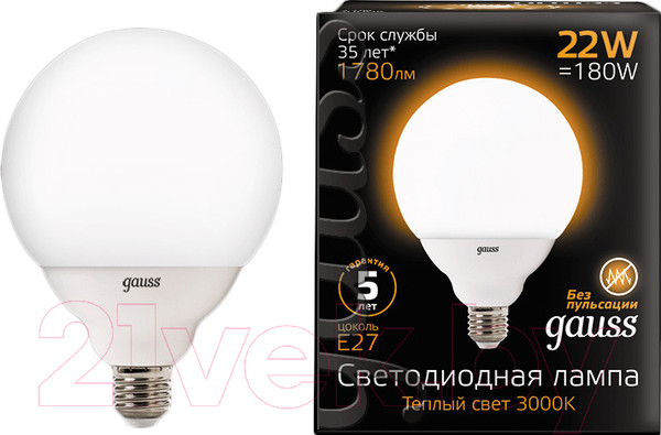 Изображение товара Лампа Gauss E27 22W 3000K / 105102122