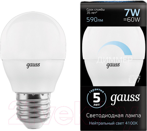 Изображение товара Лампа Gauss Globe E27 7W 4100K / 105102207-D
