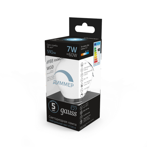 Изображение товара Лампа Gauss Globe E27 7W 4100K / 105102207-D
