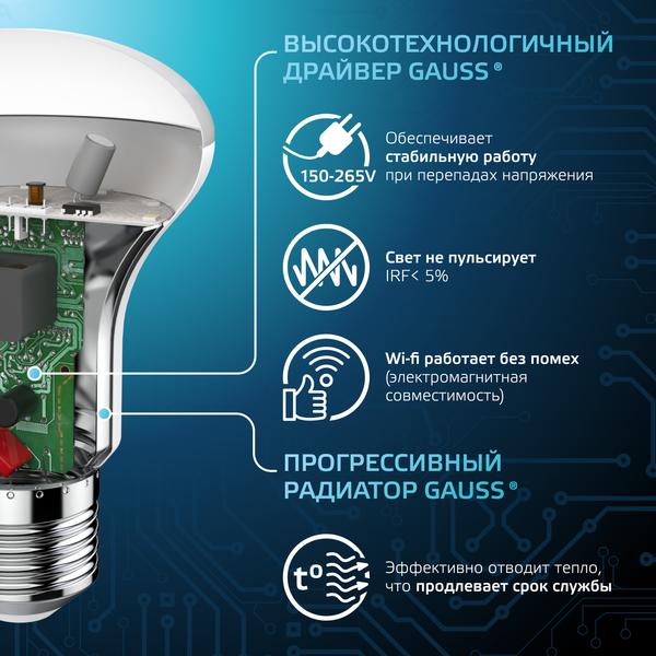 Изображение товара Лампа Gauss E27 9W 4100K / 106002209