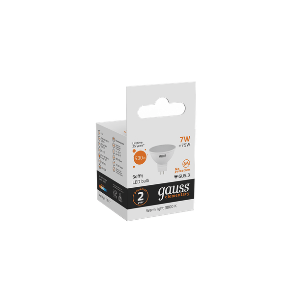 Изображение товара Лампа Gauss Elementary GU5.3 7W 2700К/3000K / 13517