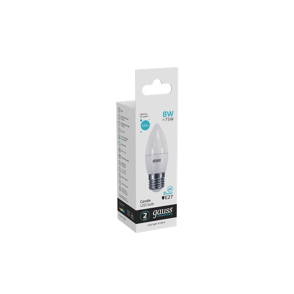 Изображение товара Лампа Gauss Elementary Candle E27 8W 4100K / 33228