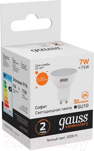 Изображение товара Лампа Gauss Elementary GU10 7W 3000К / 13617
