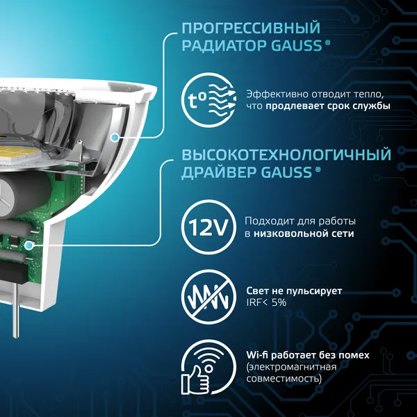 Изображение товара Лампа Gauss GU5.3 5W 4100К / 201505205