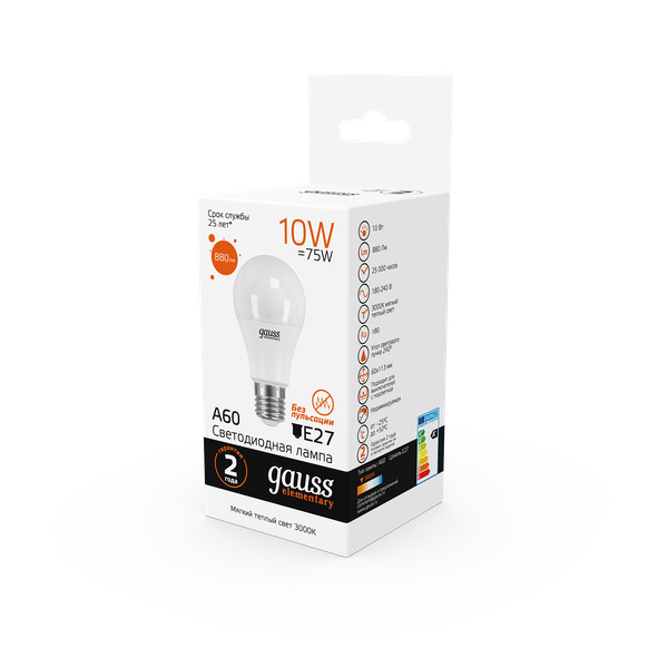 Изображение товара Лампа Gauss Elementary E27 10W 2700K/3000К / 23210