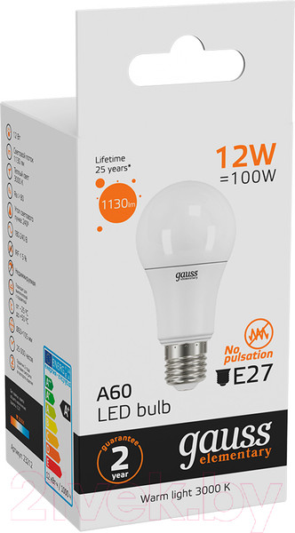 Изображение товара Лампа Gauss Elementary Е27 12W 2700K/3000K / 23212