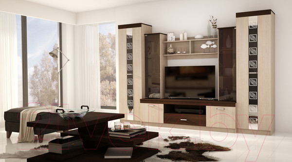 Изображение товара Стенка Астрид Мебель Палермо-4 / ЦРК.ПЛР.04 (анкор белый/венге)