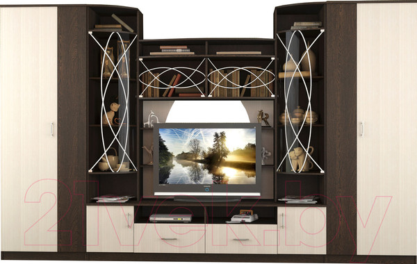 Изображение товара Стенка Астрид Мебель Палермо / ЦРК.ПЛР.01 (венге/анкор белый)