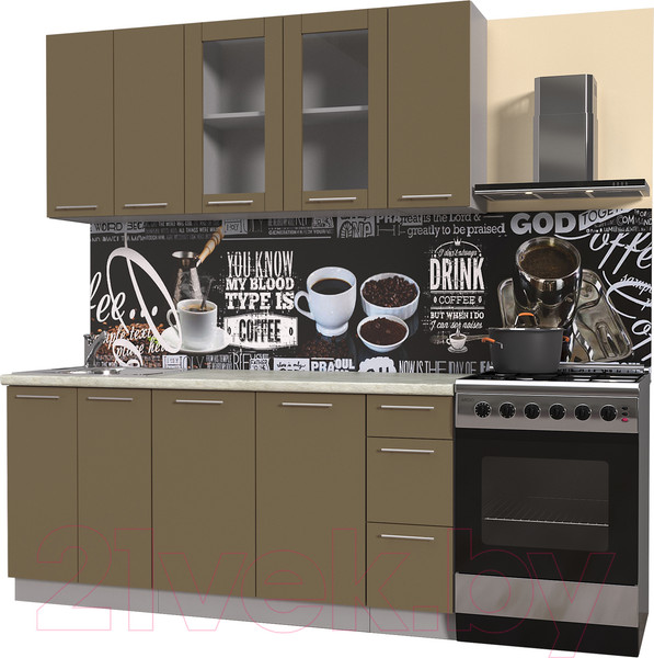 Изображение товара Кухонный гарнитур Интерлиния Мила Пластик 1.7 Б (капучино глянец/опал светлый)