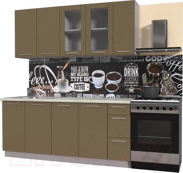 Изображение товара Кухонный гарнитур Интерлиния Мила Пластик 1.9 Б (капучино глянец/опал светлый)