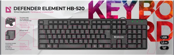 Изображение товара Клавиатура Defender Element HB-520 USB / 45522 (черный)