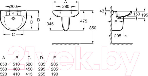 Изображение товара Умывальник Roca Victoria 56 / 732739300Y