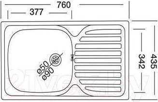 Изображение товара Мойка кухонная Kromevye ЕС 240