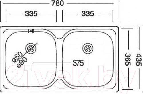 Изображение товара Мойка кухонная Kromevye EC 189 D