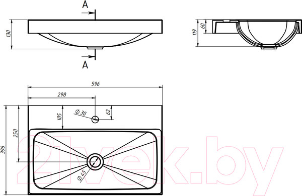 Изображение товара Умывальник Belux Париж 600