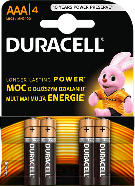 Изображение товара Комплект батареек Duracell LR03/MN2400/AAA 4BP