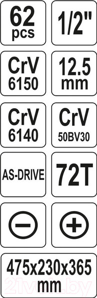 Изображение товара Универсальный набор инструментов Yato YT-3895 (62 предмета)