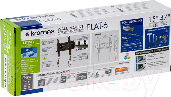 Изображение товара Кронштейн для телевизора Kromax Flat-6 (черный)