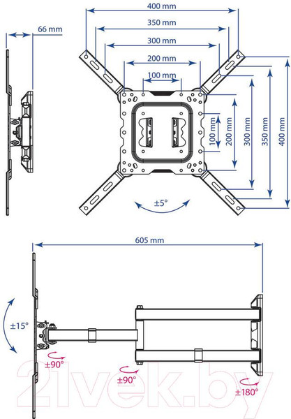 Изображение товара Кронштейн для телевизора Kromax Dix-18 (черный)