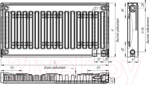 Изображение товара Радиатор стальной Лидея ЛК 11-509 500x900
