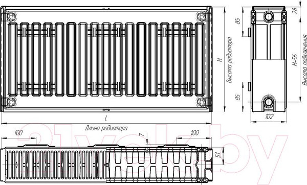 Изображение товара Радиатор стальной Лидея ЛК 22-508 500x800