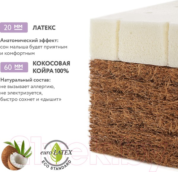 Изображение товара Матрас в кроватку Plitex Комфорт-элит ЭЛ-119-02