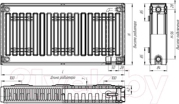 Изображение товара Радиатор стальной Лидея ЛК 21-508 500x800