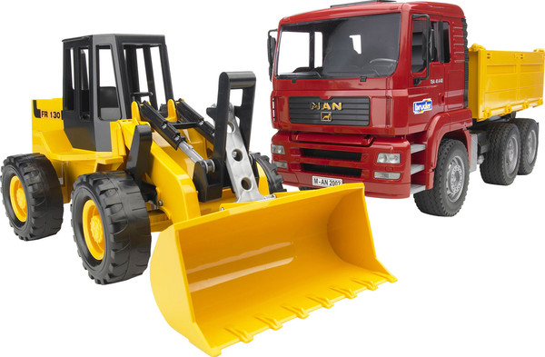 Изображение товара Набор игрушечной техники Bruder Самосвал MAN с бульдозером 1:16 (02752)