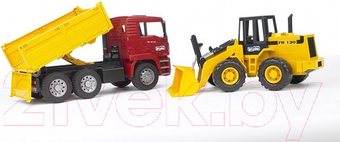 Изображение товара Набор игрушечной техники Bruder Самосвал MAN с бульдозером 1:16 (02752)