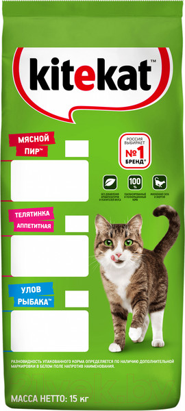 Сухой корм для кошек Kitekat Мясной пир (15кг)