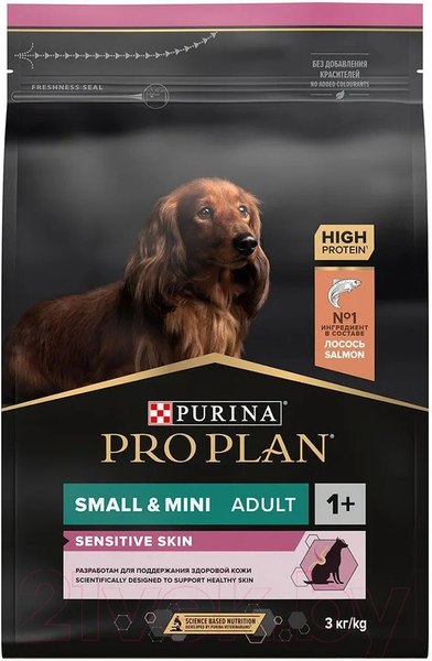 Изображение товара Сухой корм для собак Pro Plan Adult OptiDerma Small & Mini с лососем и рисом (3кг)