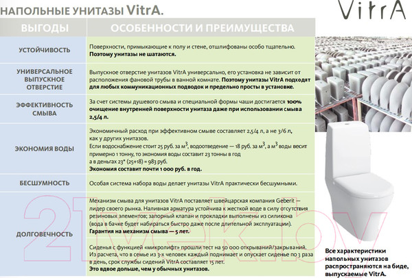 Изображение товара Унитаз напольный VitrA Zentrum / 9012B003-7202
