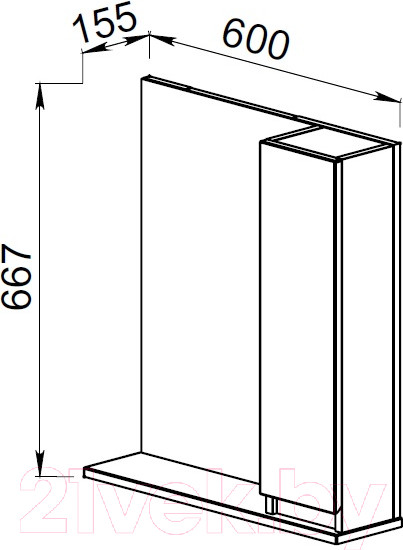 Изображение товара Шкаф с зеркалом для ванной АВН Бергамо 60 / 47.02