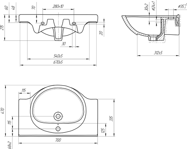 Изображение товара Умывальник Cersanit Erica 70 (S-UM-ERI70-1-W)