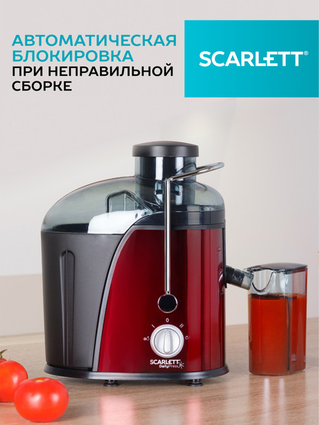 Изображение товара Соковыжималка электрическая Scarlett SC-JE50S15 (бордовый/нержавеющая сталь)