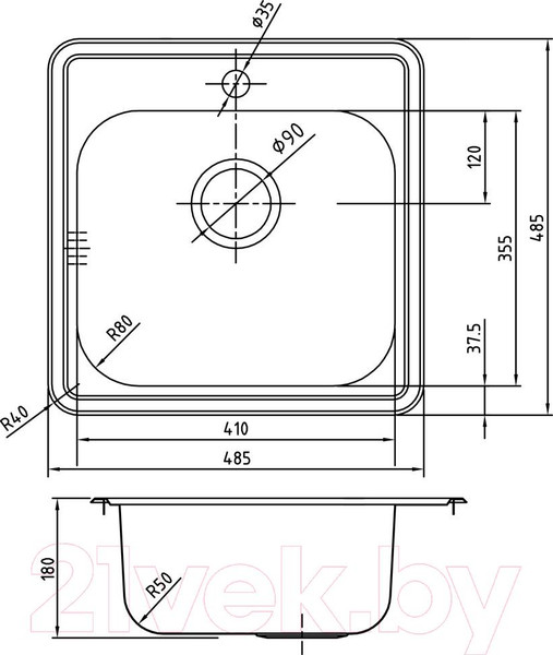 Изображение товара Мойка кухонная IDDIS Strit STR48S0i77