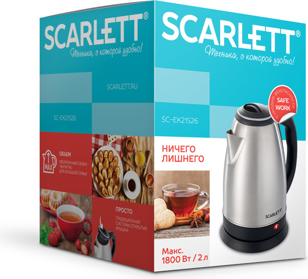 Изображение товара Электрочайник Scarlett SC-EK21S26 (сталь)