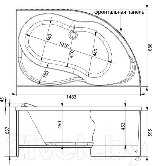 Изображение товара Ванна акриловая Aquanet Graciosa 150x90 R