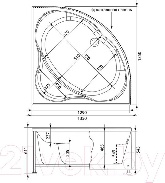 Изображение товара Ванна акриловая Aquanet Vitoria 130x130