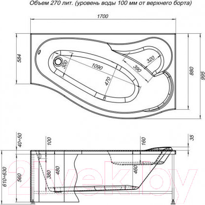 Изображение товара Экран для ванны Aquanet Palma 170 R (белый)