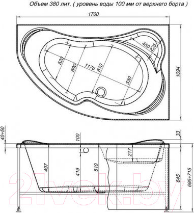 Изображение товара Экран для ванны Aquanet Capri 170 R (белый)