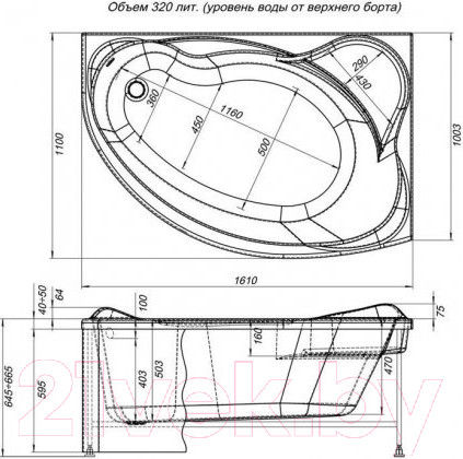 Изображение товара Экран для ванны Aquanet Jamaica 160 R