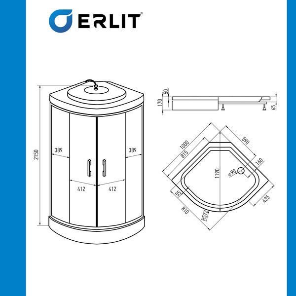 Изображение товара Душевая кабина Erlit ER3510P-C3-RUS