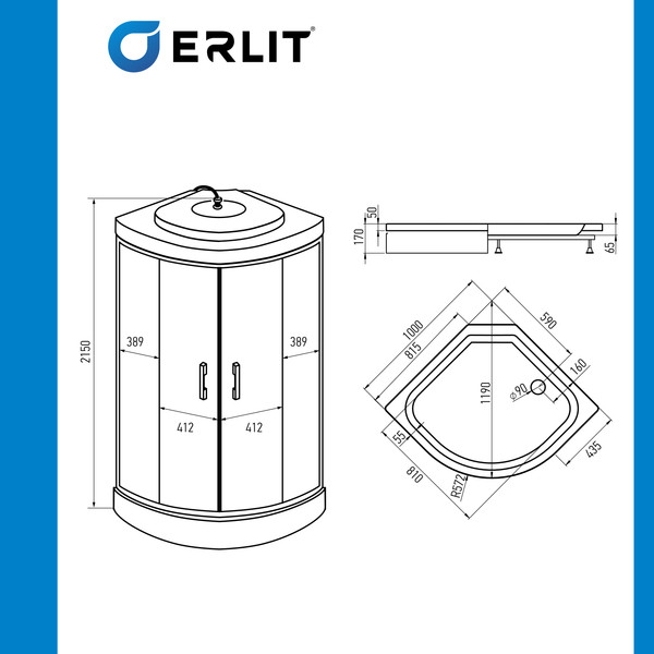 Изображение товара Душевая кабина Erlit ER3510P-C4-RUS