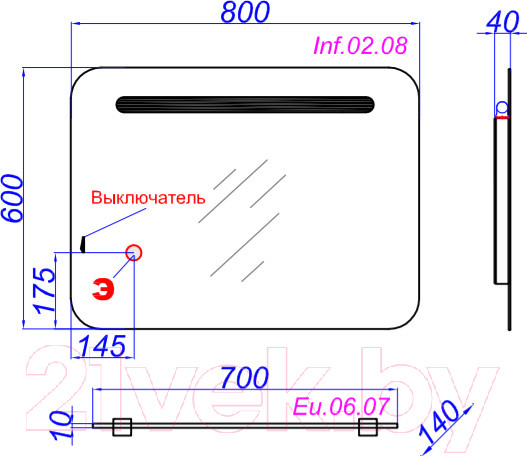 Изображение товара Зеркало Aqwella Инфинити 80 / Inf.02.08